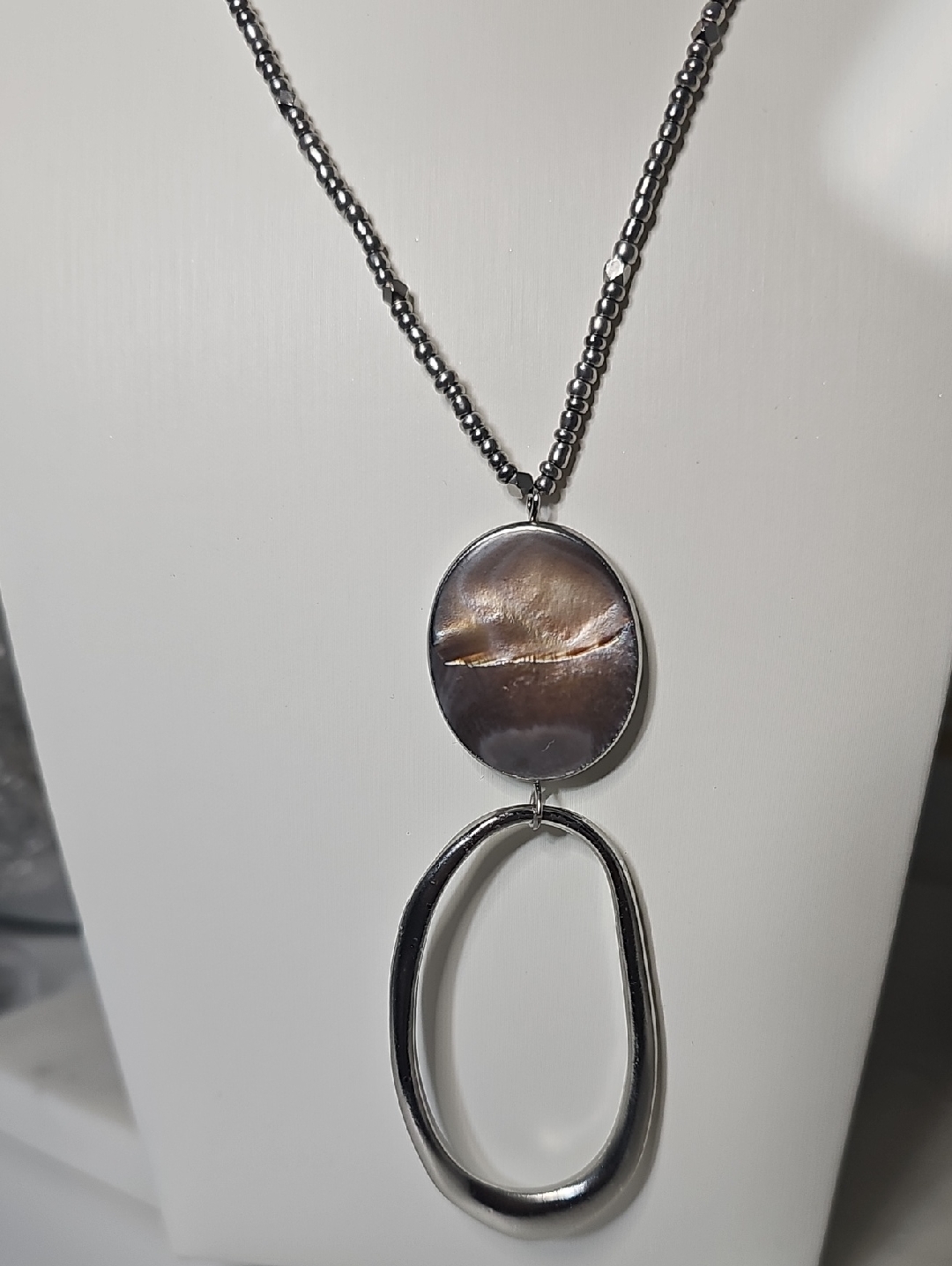 JJill Silver Tone Double Pendant Necklace With Brown Stone Accent 42$